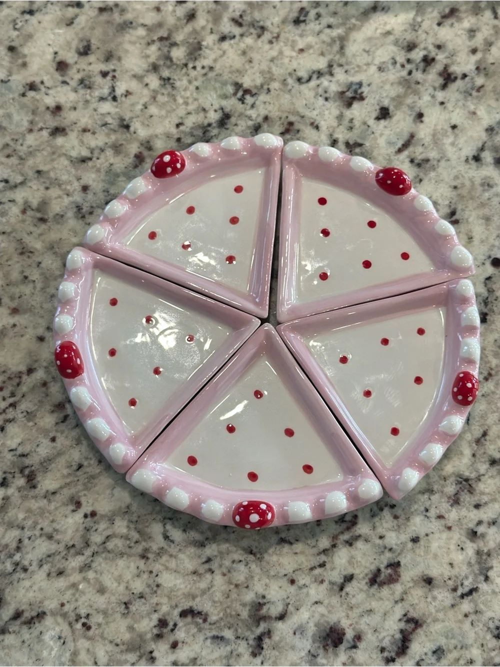 Coquette Ceramic Cake Dessert Plate Set with Strawberries - Hand Painted